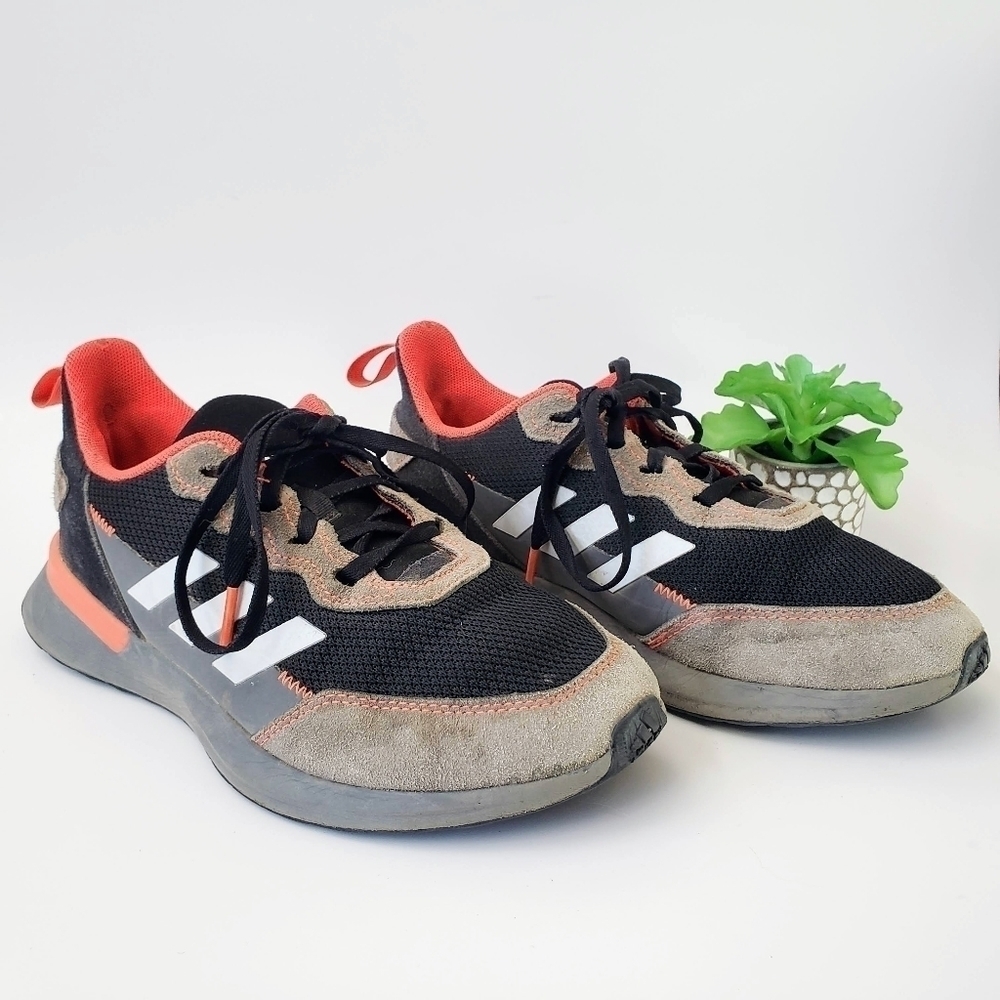Adidas Rapidarun Elite J Sneakers Youth Kids Gray Orange Size 4 - Picture 5 of 9